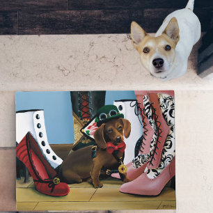 Paillasson Chien teckel steampunk Bottes victoriennes