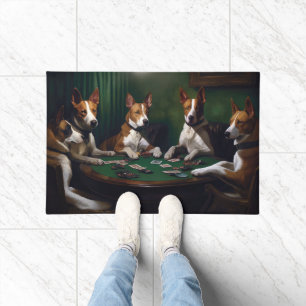 Paillasson Chiens Basenji Jouant Poker Art