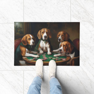 Paillasson Chiens beagles jouant au poker Art