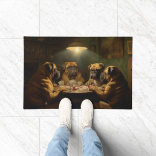 Paillasson Chiens Bullmastiff Jouer Poker Art