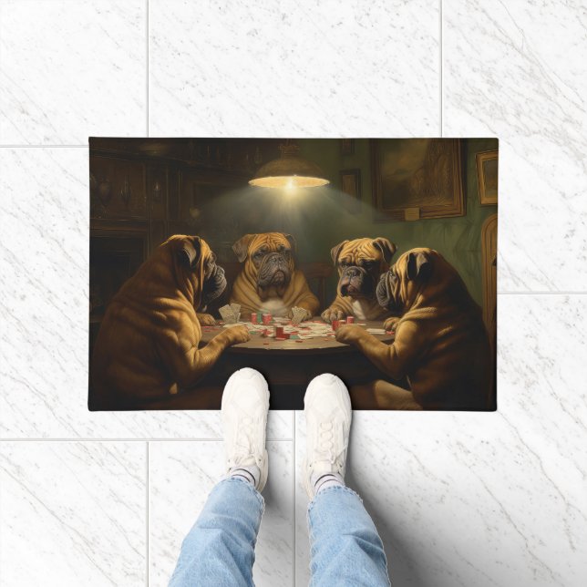 Paillasson Chiens Bullmastiff Jouer Poker Art (Intérieur)