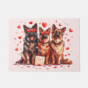 Paillasson Chiens de berger allemands pour la Saint-Valentin