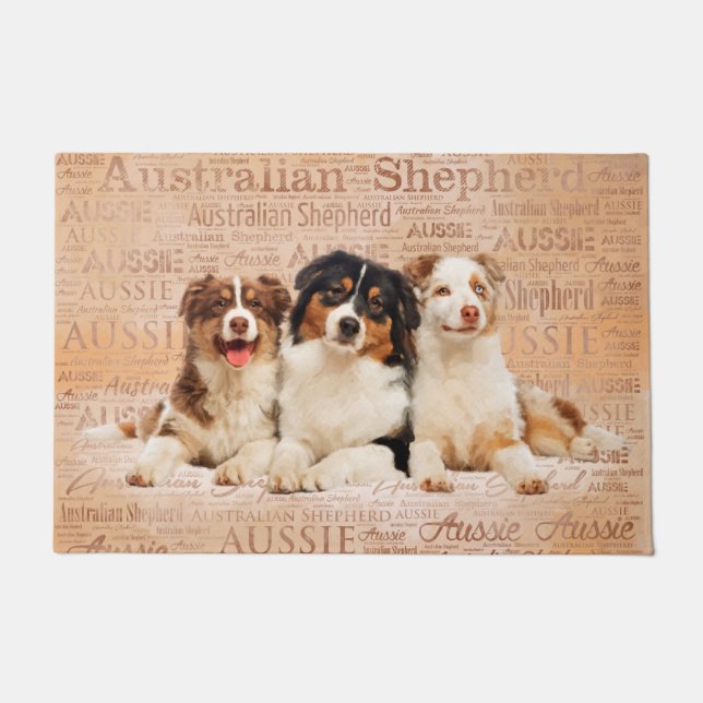 Paillasson Chiens de berger australiens sur le nuage 1 de mot (Devant)