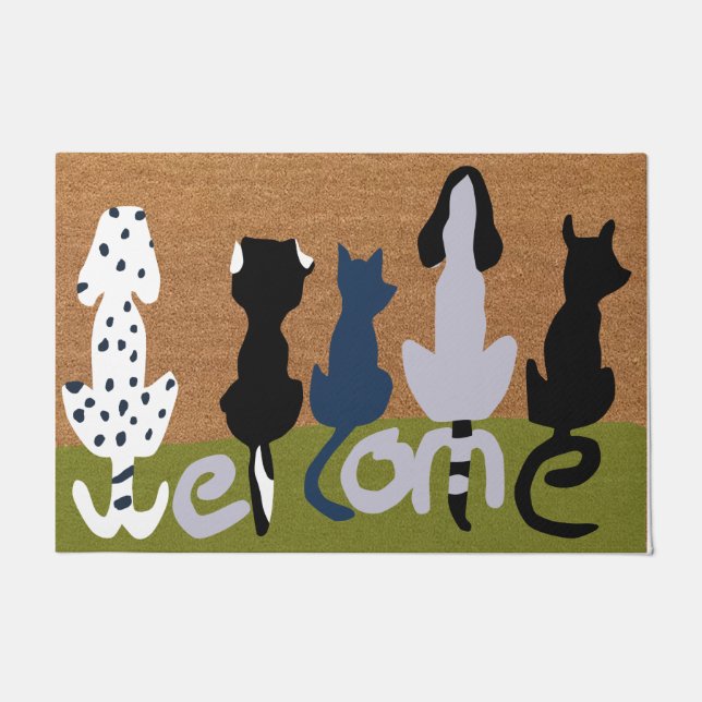 Paillasson Chiens de bienvenue Doormat | Cadeau Amoureux des  (Devant)