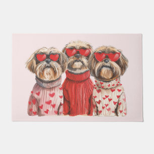 Paillasson Chiens de Chih Tzu de la fête de Valentines