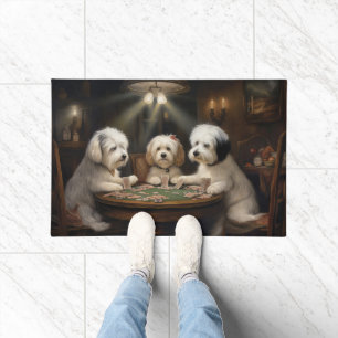 Paillasson Chiens De Coton De Tulear Jouant Poker Art