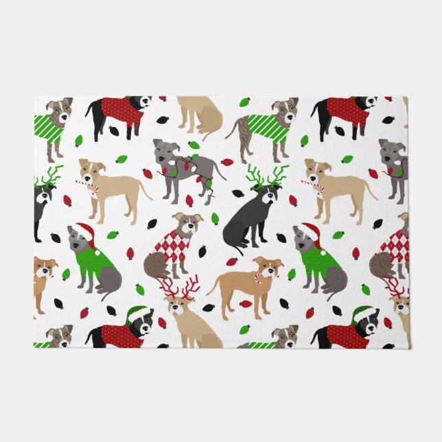 Paillasson Chiens de Noël Pitbull (Devant)