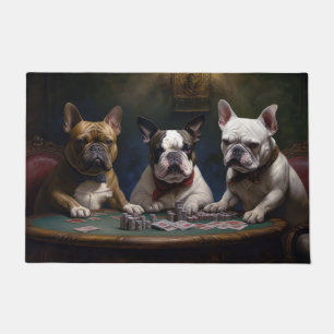 Paillasson Chiens de taureaux français jouant à la peinture d