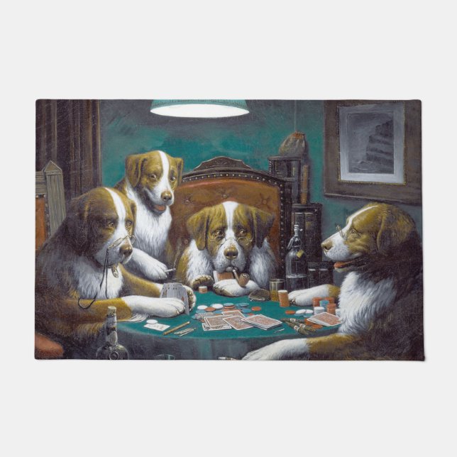 Paillasson Chiens jouant au poker Cassius Marcellus Coolidge  (Devant)
