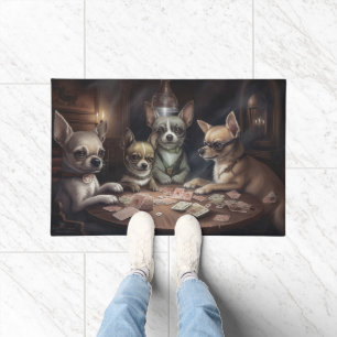 Paillasson Chihuahua Chiens Jouer Poker Art