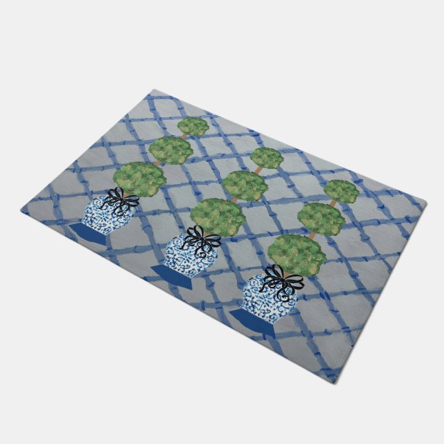 Paillasson Chinoiserie Blue Ginger Jars Porte de bienvenue (Incliné)