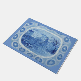 Paillasson Chinoiserie Blue Willow Plateau plat mat
