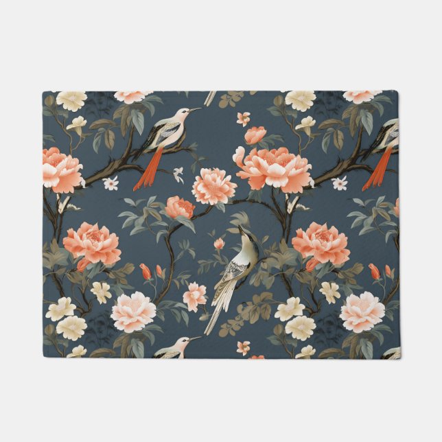 Paillasson Chinoiserie sur Denim Blue (Devant)