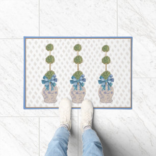 Paillasson Chinoiserie Topiary Bleu Blanc Gingembre Porte-jar