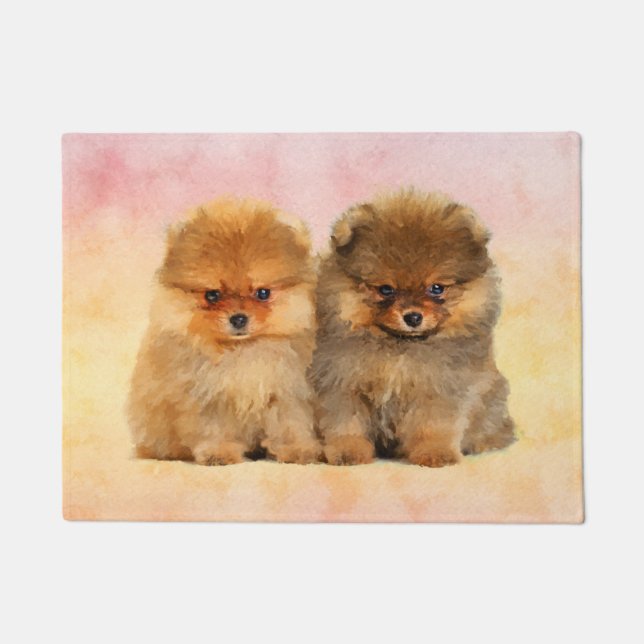Paillasson Chiots allemands mignons de Spitz de Pomeranian (Devant)