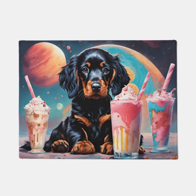 Paillasson Chiots Gordon Setter et milkshakes (Devant)