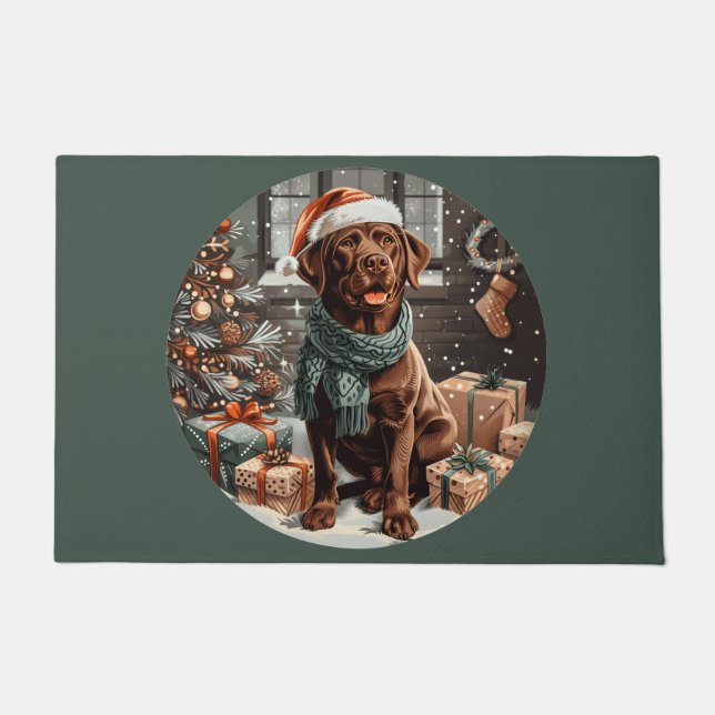 Paillasson Chocolat de Noël Labrador Retriever Chien (Devant)