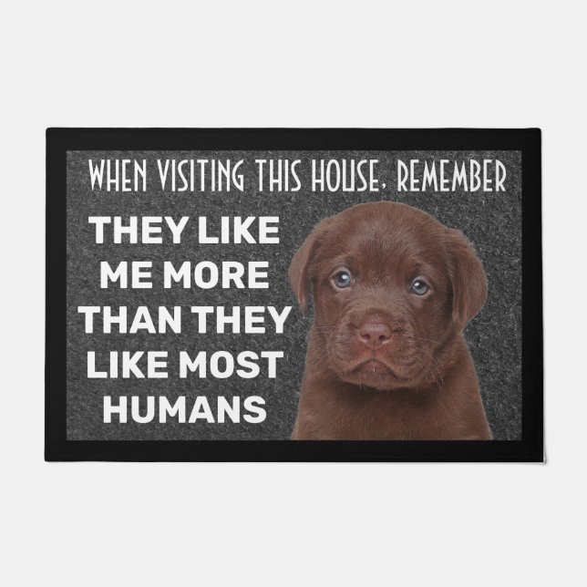 Paillasson Chocolat Labrador porte natte personnalisée (Devant)