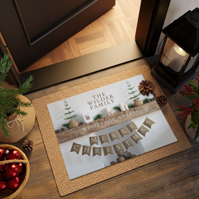 Paillasson Christmas Modern Scandi Nom de famille Doormat (A festive and fun doormat for the Holiday Season. Just add your name)