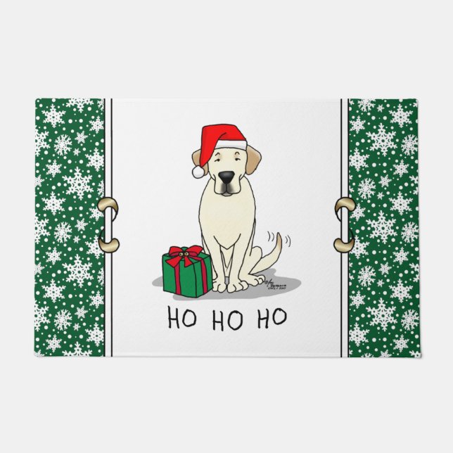 Paillasson Christmas Père Noël Yellow Labrador Retriever Cute (Devant)