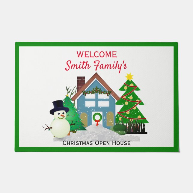 Paillasson Christmas Snowman Open House Welcome (Devant)