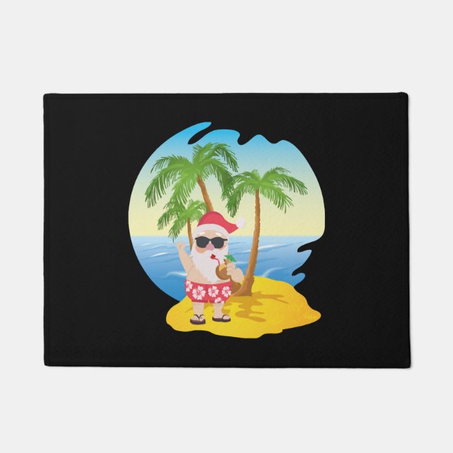 Paillasson Christmas Tropical Beach Funny Santa Claus (Devant)