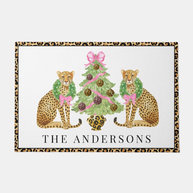 Paillasson Christmas Wreath Leopard  (Devant)