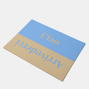 Paillasson Ciao - salutations en italien beige et bleu