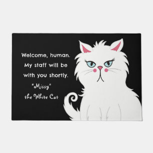 Paillasson Citation amusante Chat blanc Sarcastique Accueil p