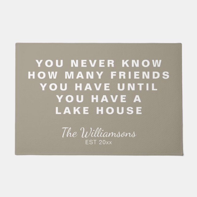 Paillasson Citation d'amis Funny Lake House Taupe personnalis (Devant)