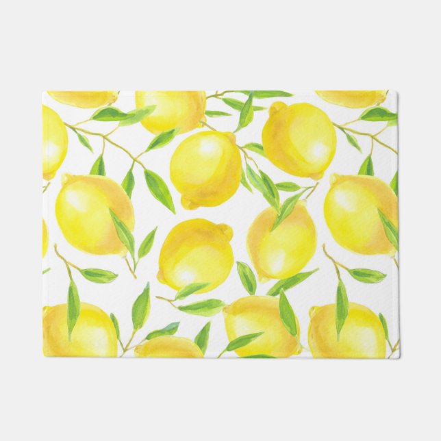 Paillasson Citrons et motif feuille (Devant)