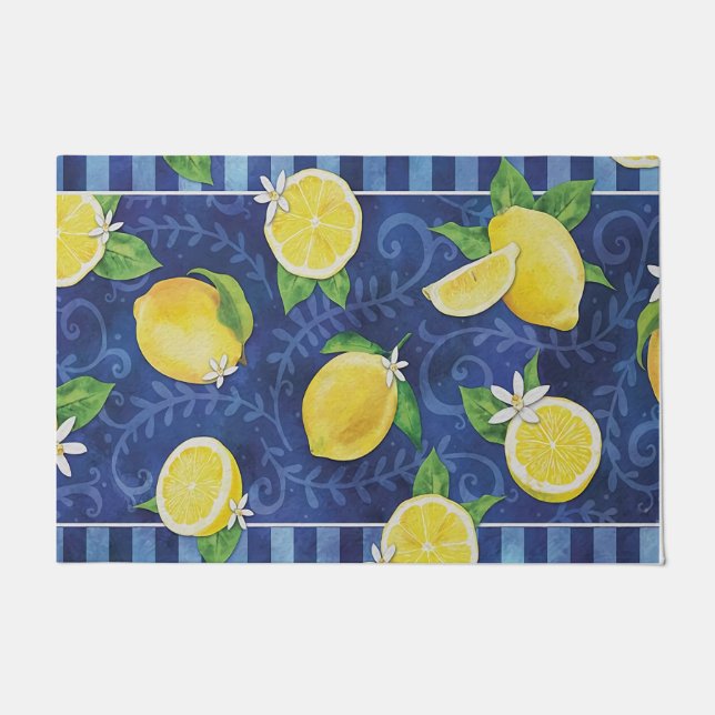 Paillasson Citrons Mignons Aux Fleurs, Fruits Tropicaux (Devant)