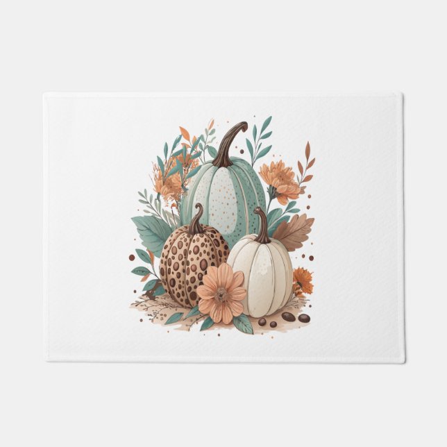 Paillasson Citrouille Boho Floral (Devant)