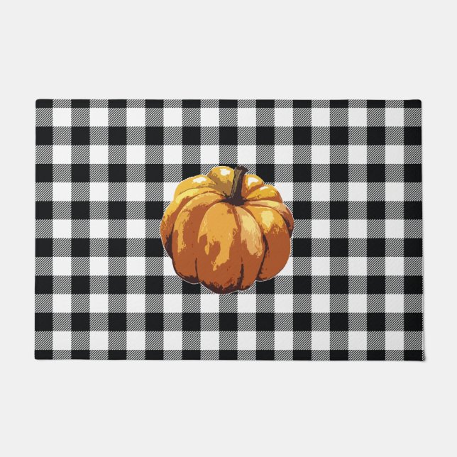 Paillasson Citrouille Buffalo Check Motif Automne (Devant)