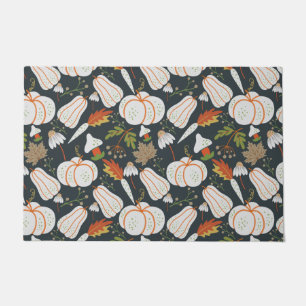 Paillasson Citrouille continu motif floral noir et blanc