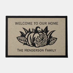 Paillasson Citrouille et Sunflower Bienvenue