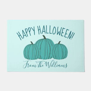 Paillasson Citrouille turquoise Happy Halloween Doormat