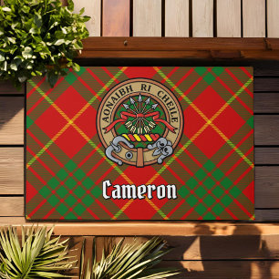Paillasson Clan Cameron Crest sur Tartan