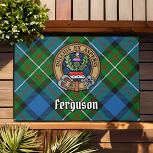 Paillasson Clan Ferguson Crest sur Tartan