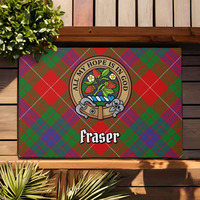 Paillasson Clan Fraser Crest sur Tartan (Créateur téléchargé)