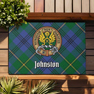 Paillasson Clan Johnston Crest sur Tartan