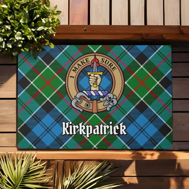 Paillasson Clan Kirkpatrick Crest sur Tartan (Créateur téléchargé)