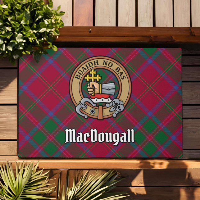 Paillasson Clan MacDougall Crest sur Tartan (Créateur téléchargé)