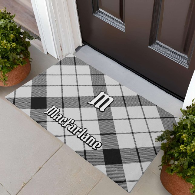 Paillasson Clan MacFarlane Tartan noir et blanc (Créateur téléchargé)