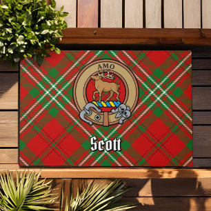 Paillasson Clan Scott Crest sur Red Tartan