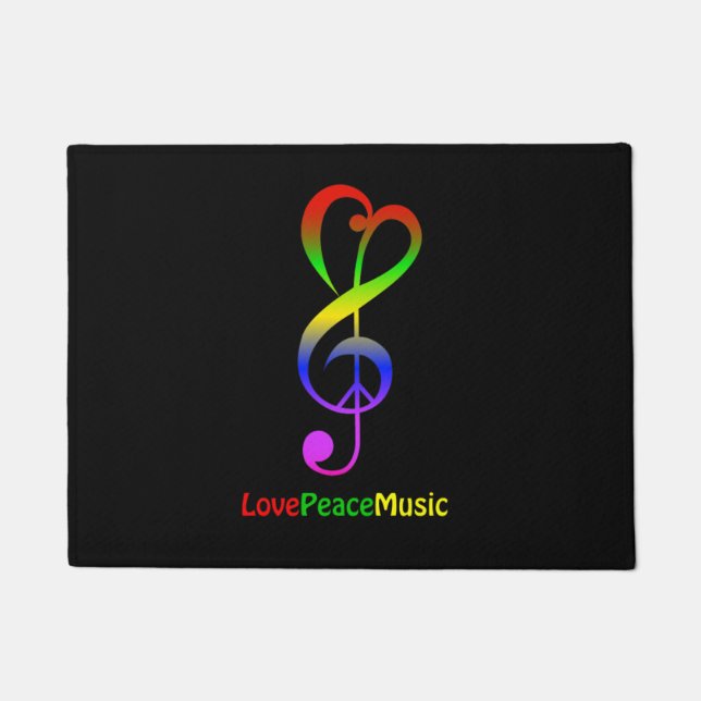 Paillasson Clef triple hippie de musique de paix d'amour (Devant)