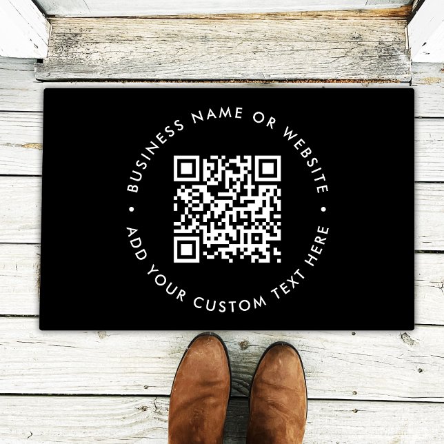 Paillasson Code QR | Black Business Modern Minimal Welcome (Créateur téléchargé)