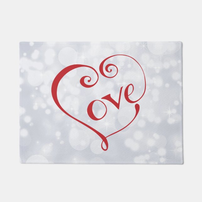 Paillasson Coeur d'Amour Lettré à la main en rouge (Devant)