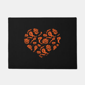 Paillasson Coeur d'Halloween Coeur Citrouille Coeur d'Hallowe