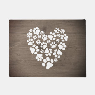 Paillasson Coeur Empreinte de patte de chien ou de chat pour